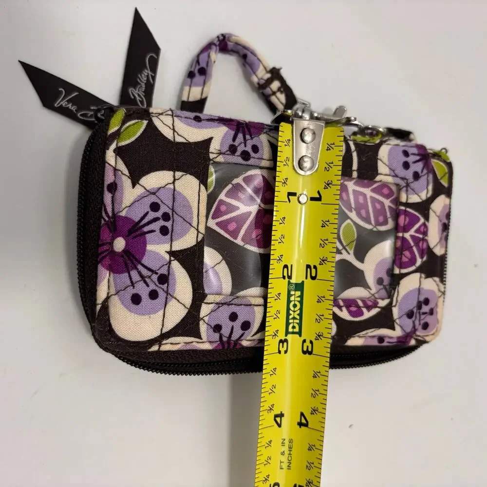 Vera Bradley Plum Petals Retired Pattern 2011 Mini Purse Wristlet Clip & Zip